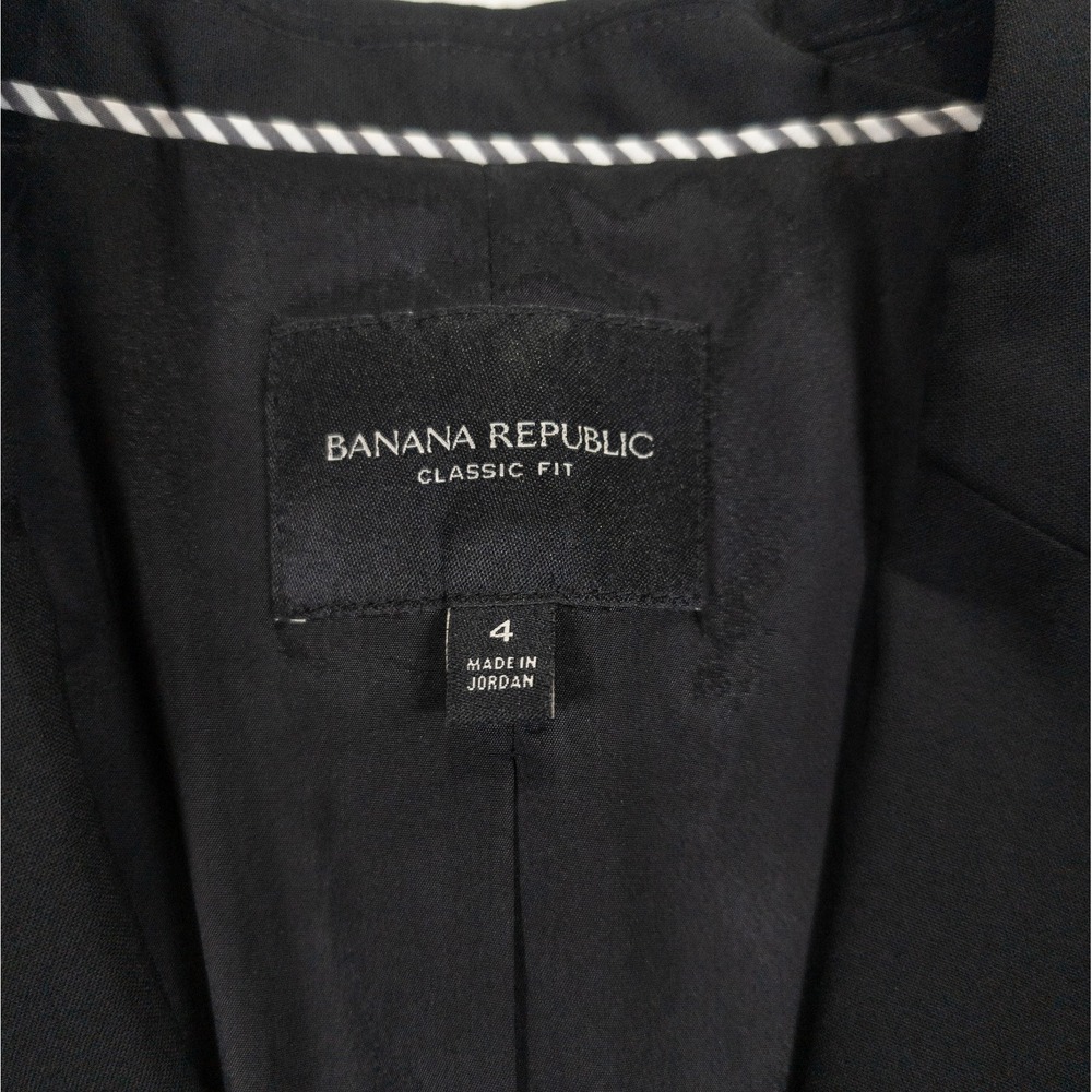 Banana Republic Wool Blazer Women 4 Black Italian Minimalist Quiet Luxury Modern - Picture 3 of 15